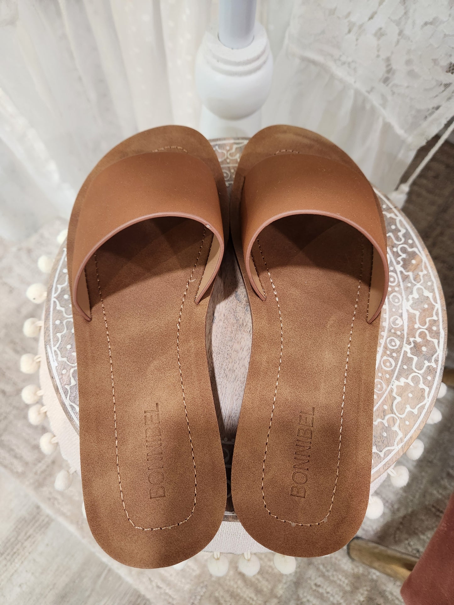 Nude & Tan Slide Sandals