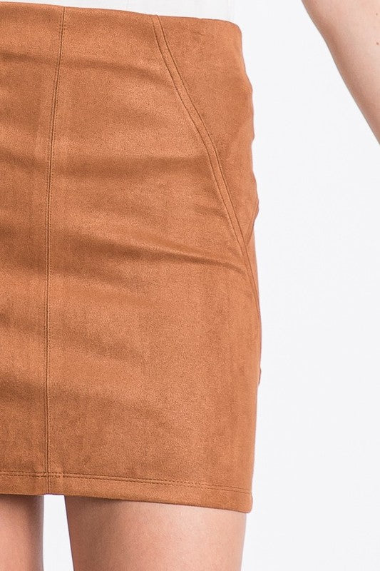 Cognac Suede Skirt