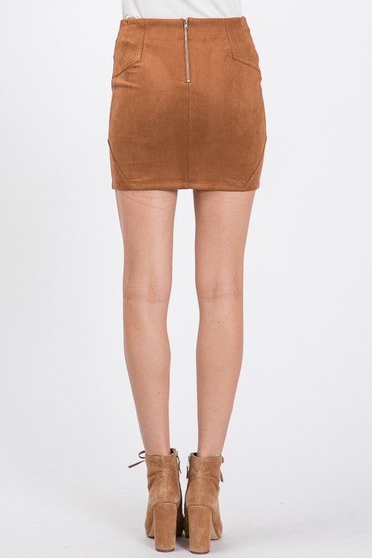 Cognac Suede Skirt