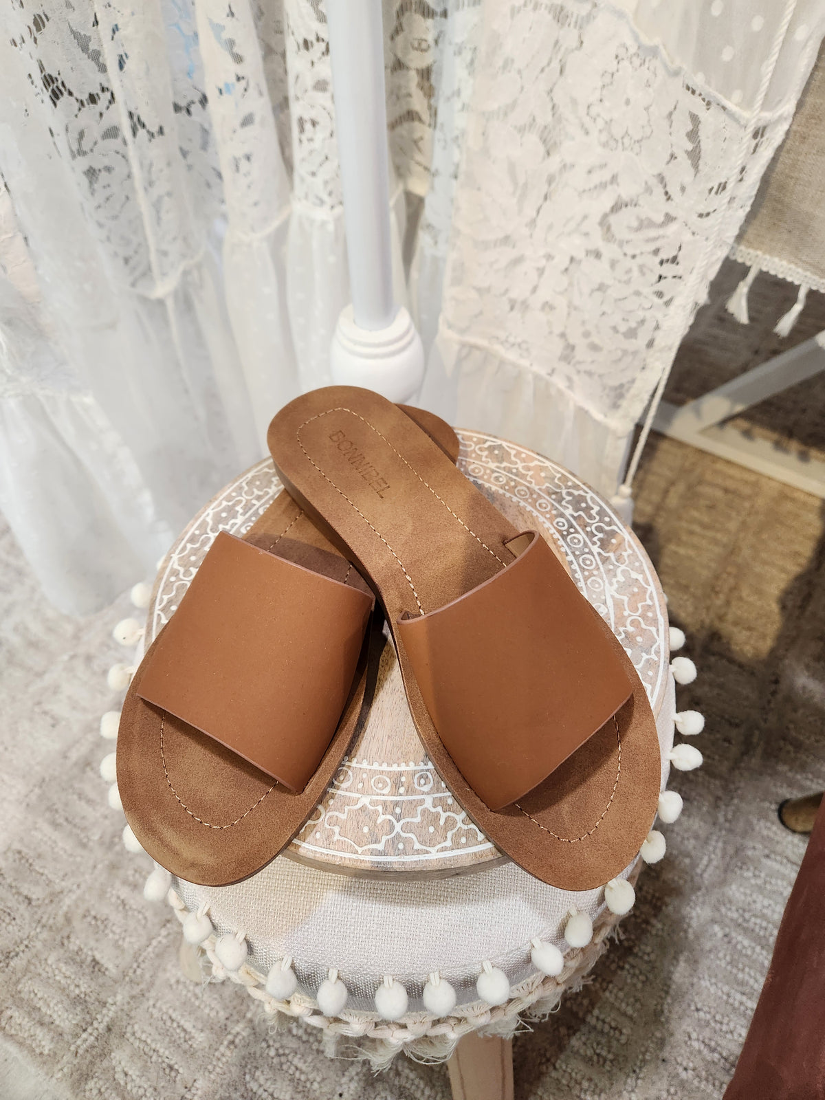Nude & Tan Slide Sandals