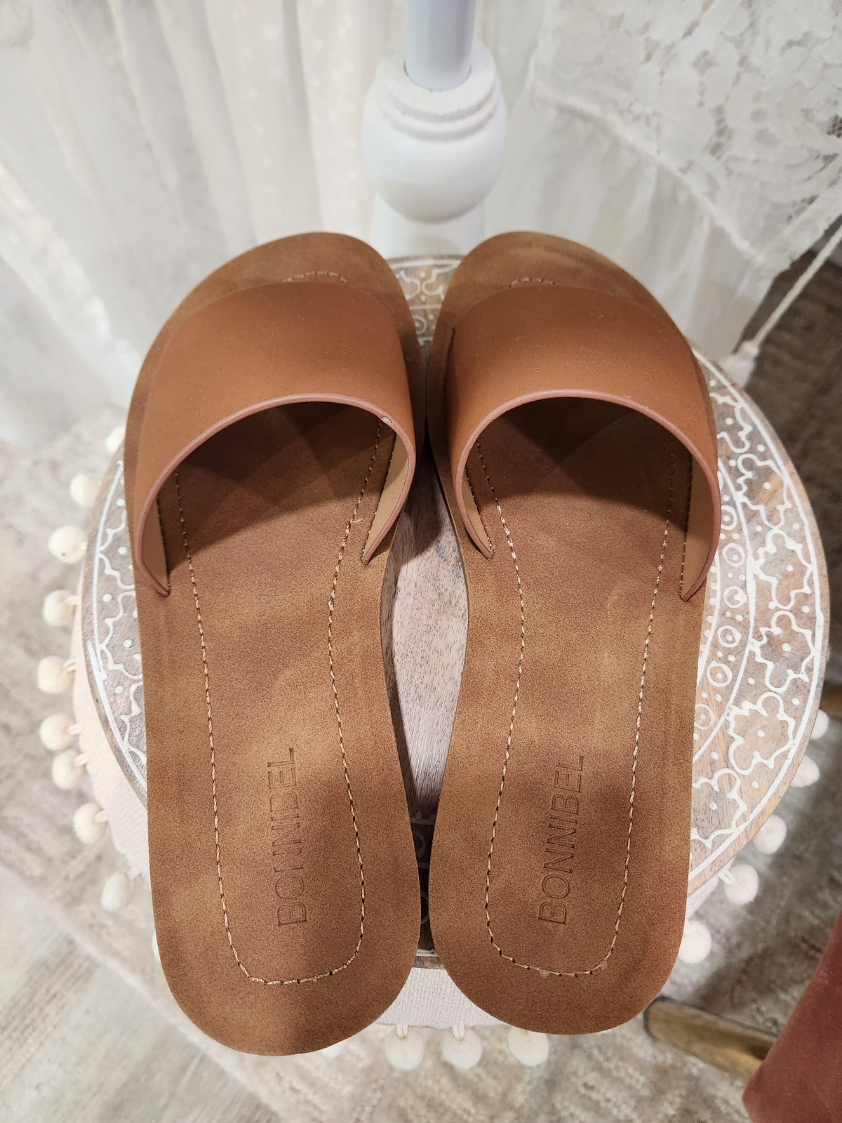 Nude & Tan Slide Sandals