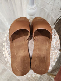 Nude & Tan Slide Sandals