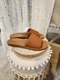 Nude & Tan Slide Sandals