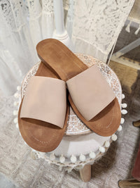Nude & Tan Slide Sandals