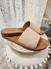 Nude & Tan Slide Sandals