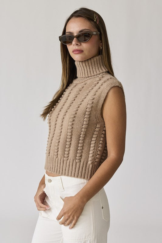 Textured Turtleneck Vest
