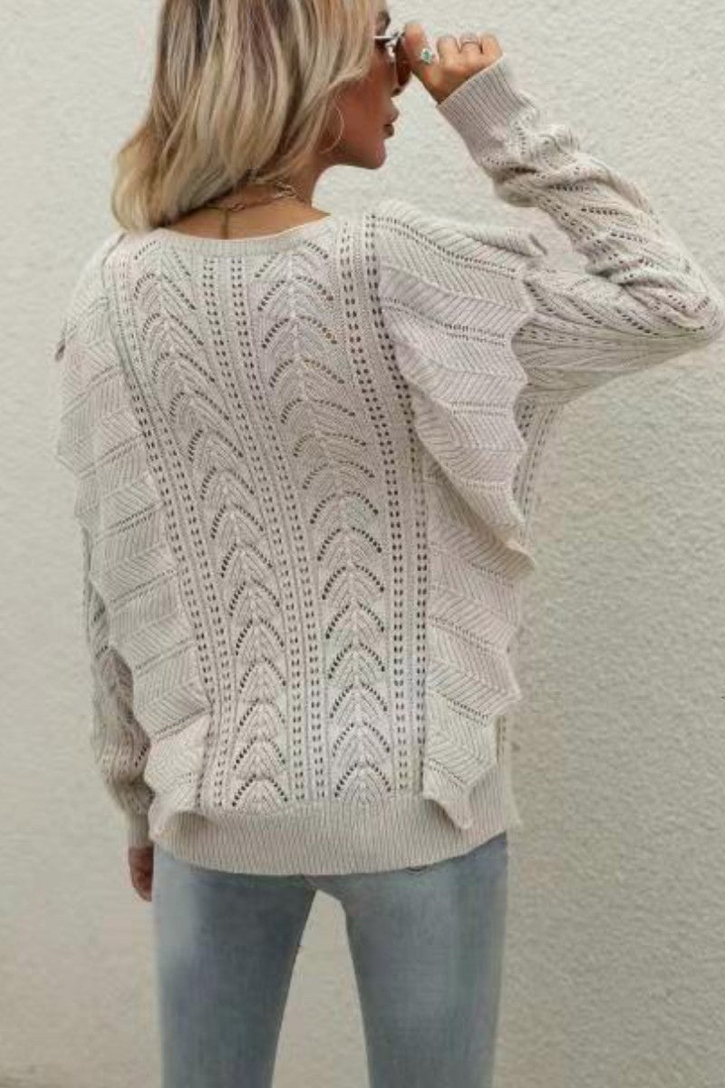 Frilled Shoulder Sweater