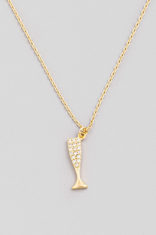 Pave Champagne Flute Necklace