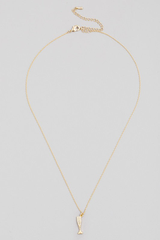 Pave Champagne Flute Necklace