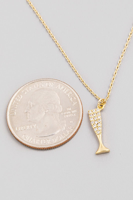 Pave Champagne Flute Necklace