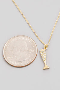 Pave Champagne Flute Necklace